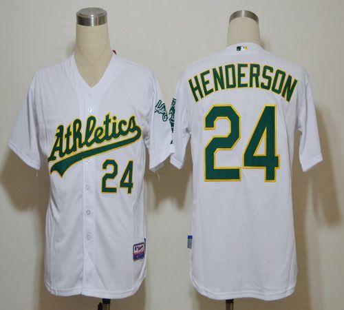 Athletics #24 Rickey Henderson White Cool Base Stitched MLB Jersey - Click Image to Close